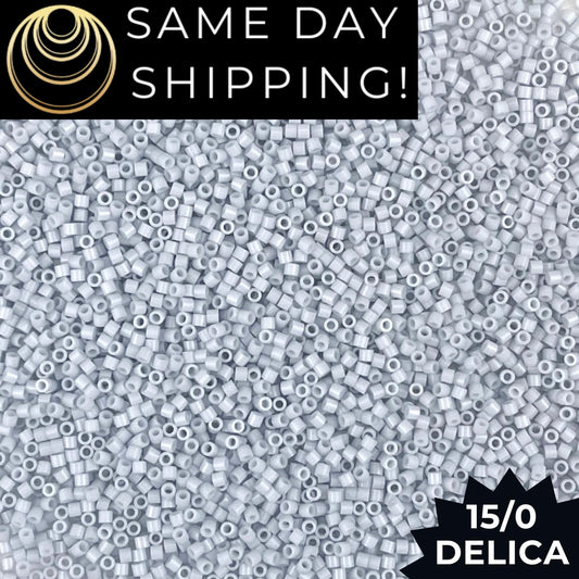 DBS0209 15/0 Miyuki Delica Beads Opaque Light Blue-Gray Luster