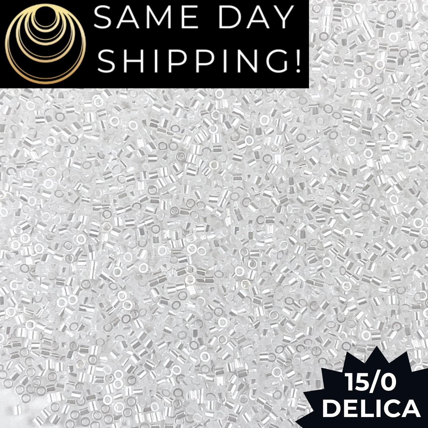 DBS0231 15/0 Miyuki Delica Beads White Lined Crystal Luster