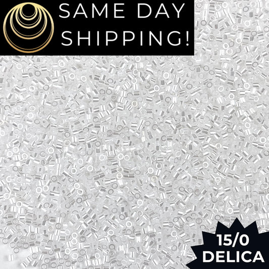 DBS0231 15/0 Miyuki Delica Beads White Lined Crystal Luster