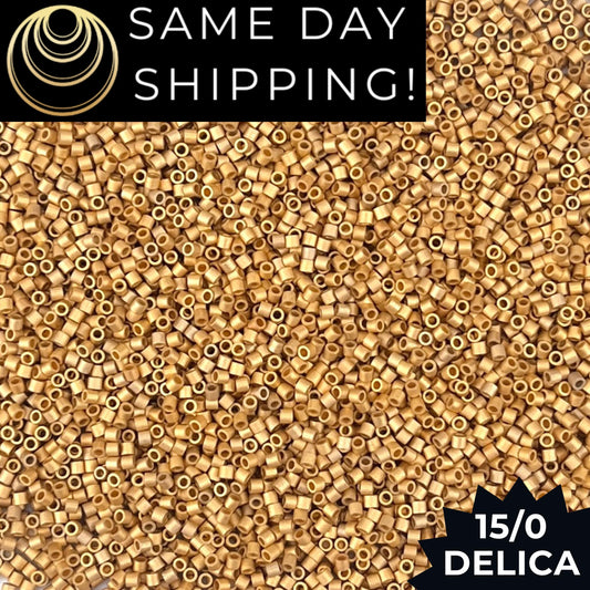 DBS0331 15/0 Miyuki Delica Beads 24kt Matte Metallic Gold Plated