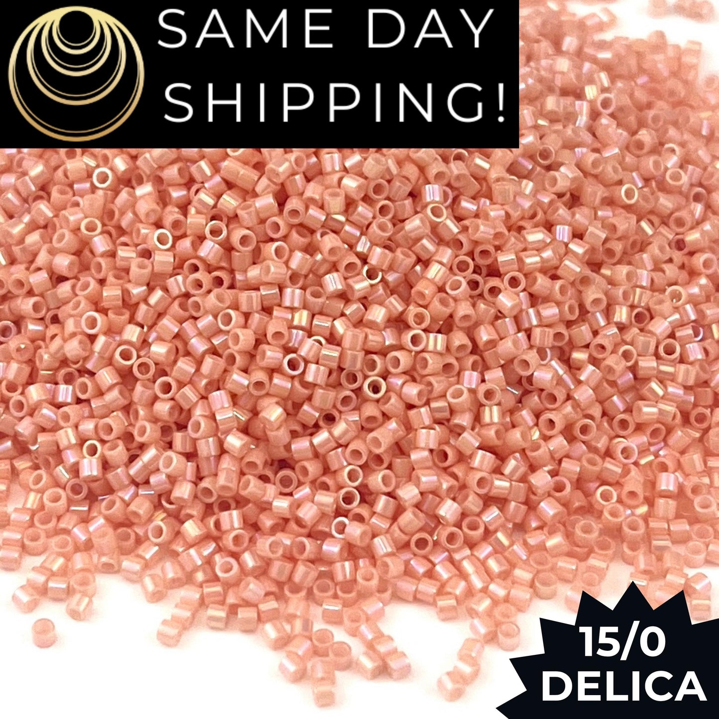 DBS0207 15/0 Miyuki Delica Beads Opaque Coral Luster AB