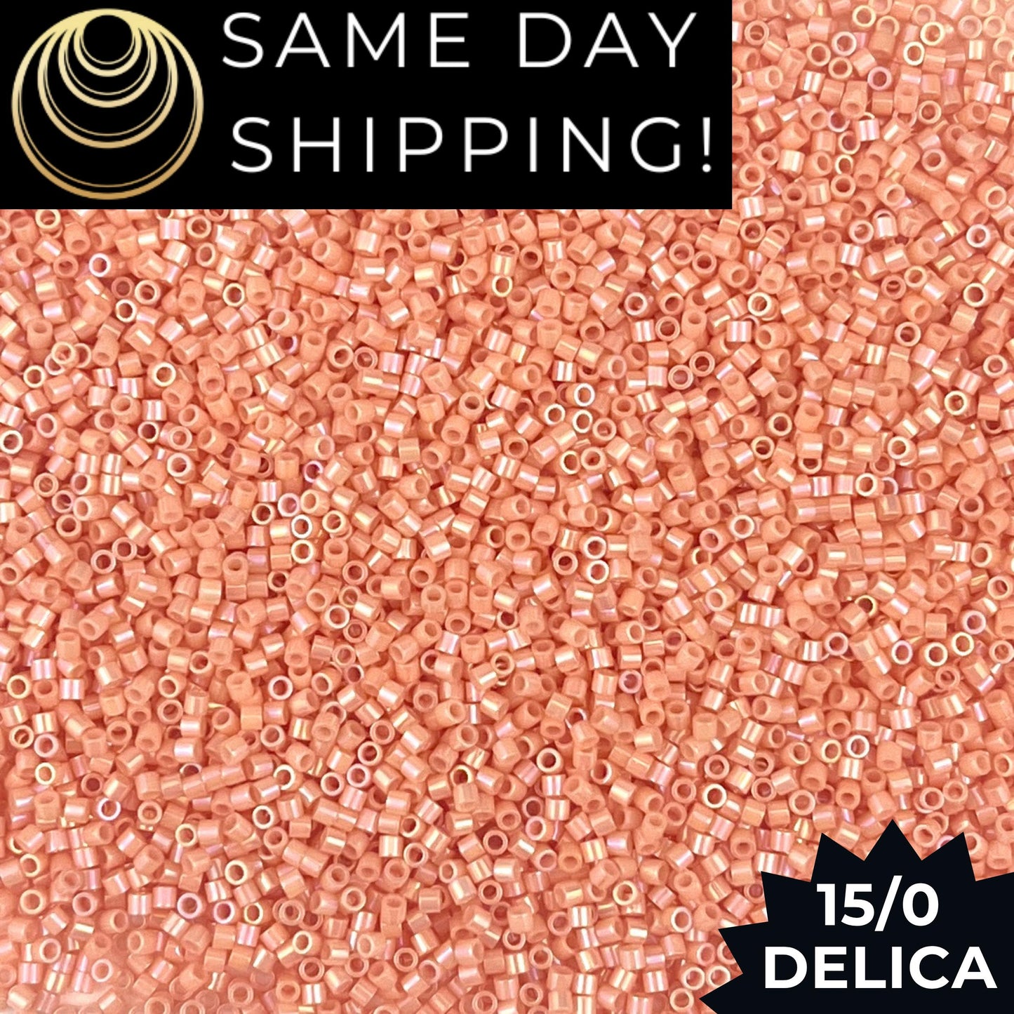 DBS0207 15/0 Miyuki Delica Beads Opaque Coral Luster AB