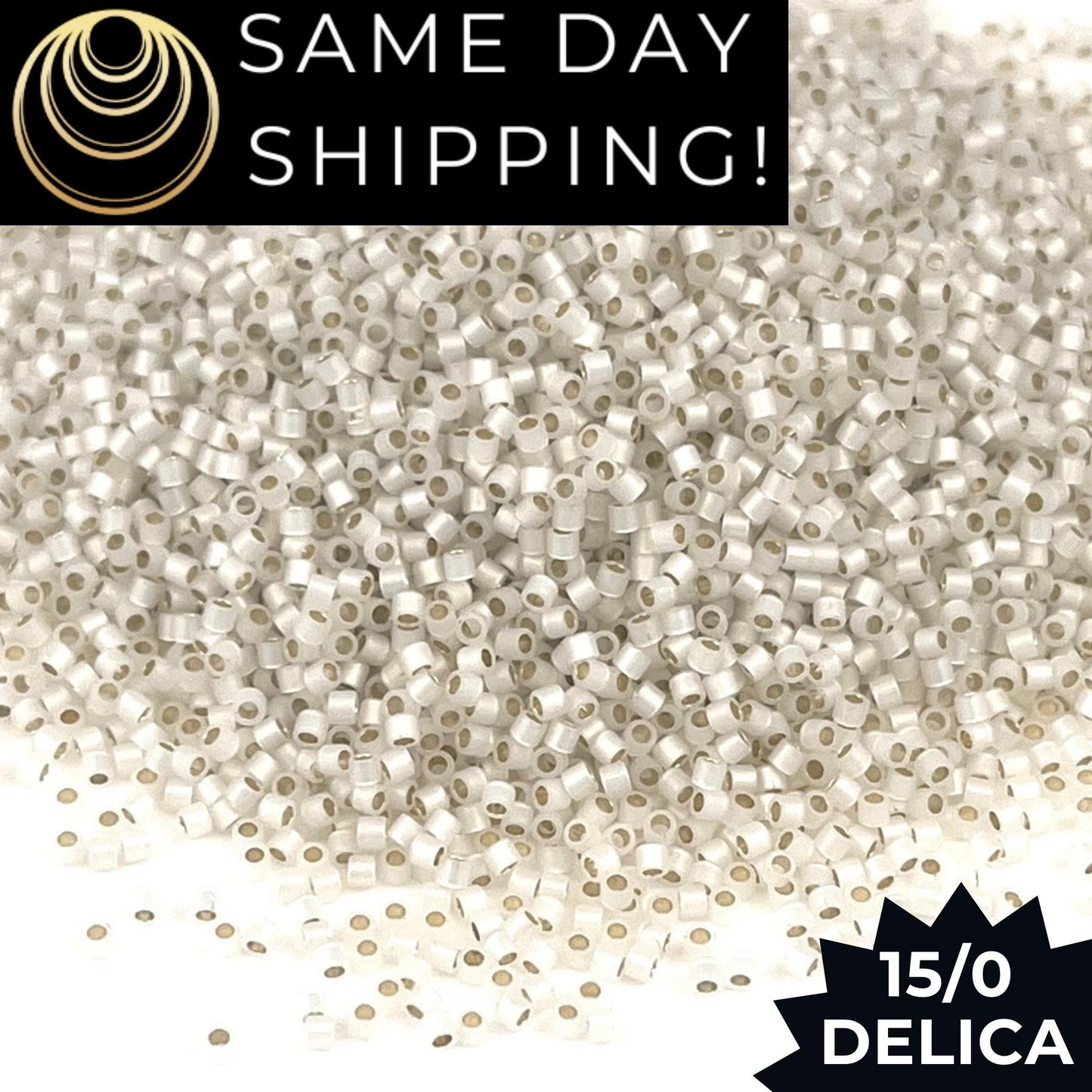 DBS0221 15/0 Miyuki Delica Beads Gilt Lined White Opal