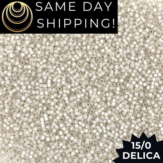 DBS0221 15/0 Miyuki Delica Beads Gilt Lined White Opal