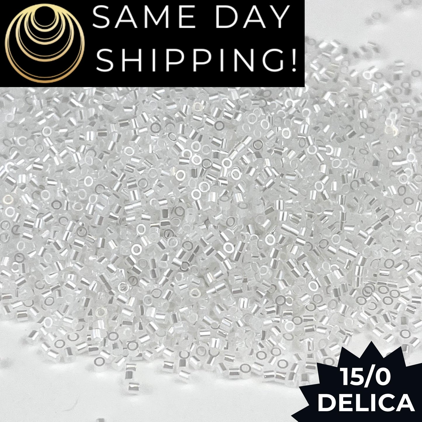 DBS0231 15/0 Miyuki Delica Beads White Lined Crystal Luster