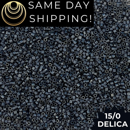 DBS0301 15/0 Miyuki Delica Beads Matte Metallic Blue-Gray