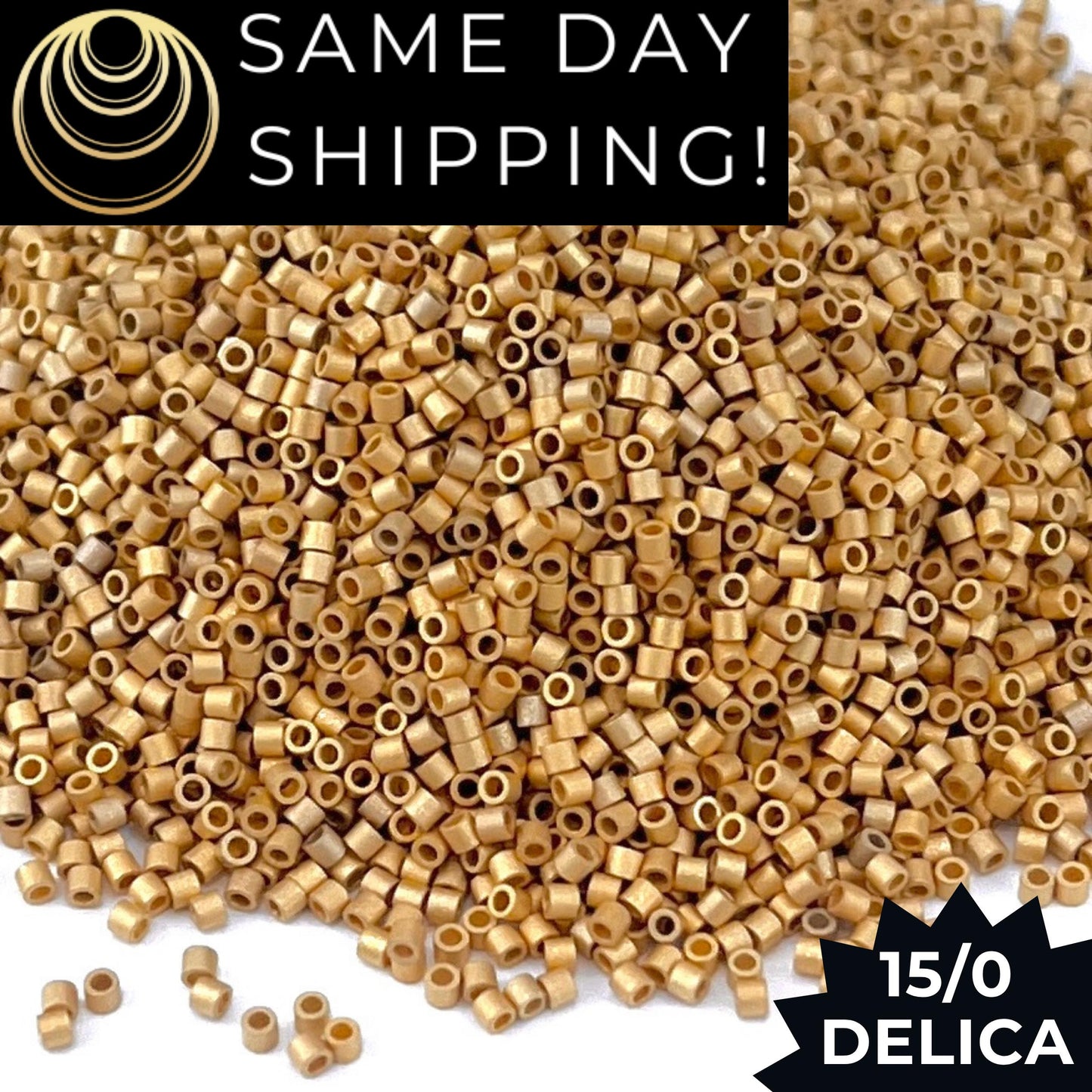 DBS0331 15/0 Miyuki Delica Beads 24kt Matte Metallic Gold Plated