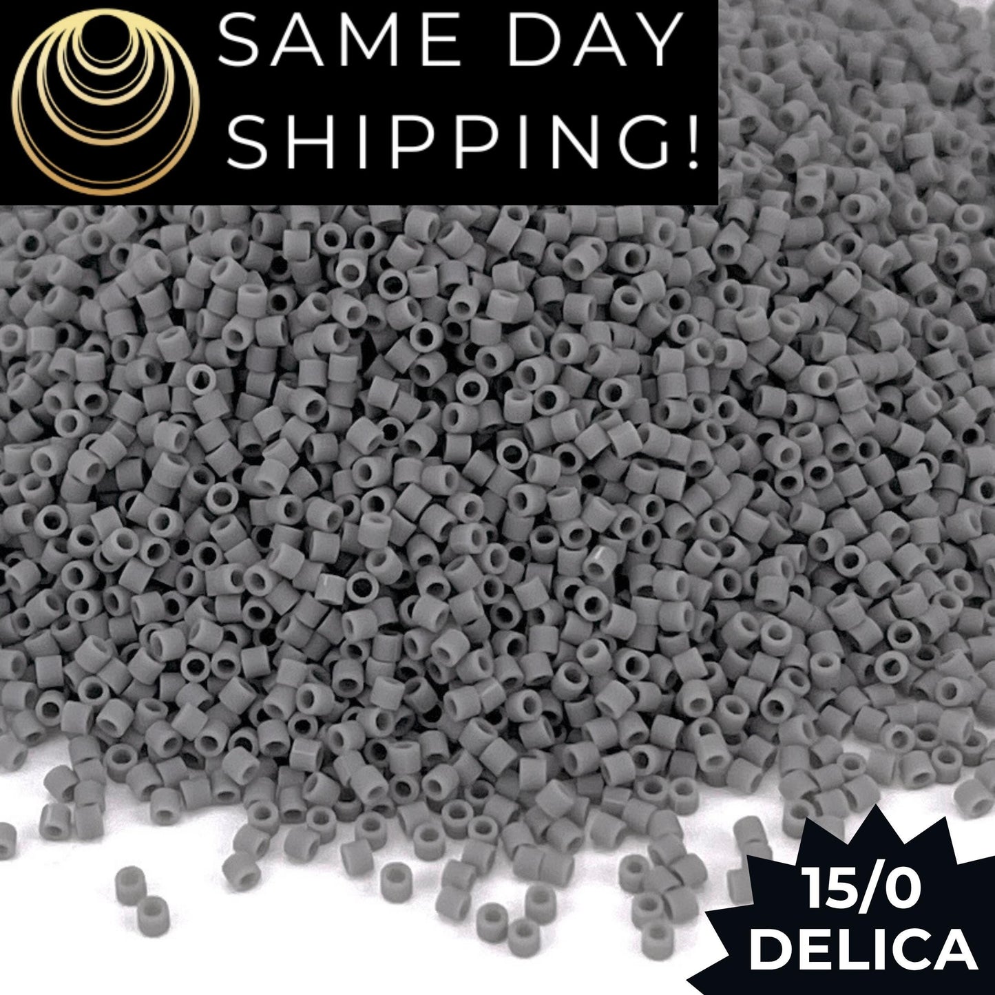 DBS0761 15/0 Miyuki Delica Beads Matte Opaque Gray