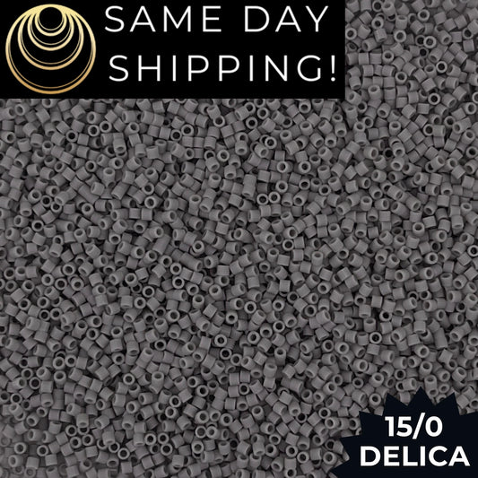 DBS0761 15/0 Miyuki Delica Beads Matte Opaque Gray