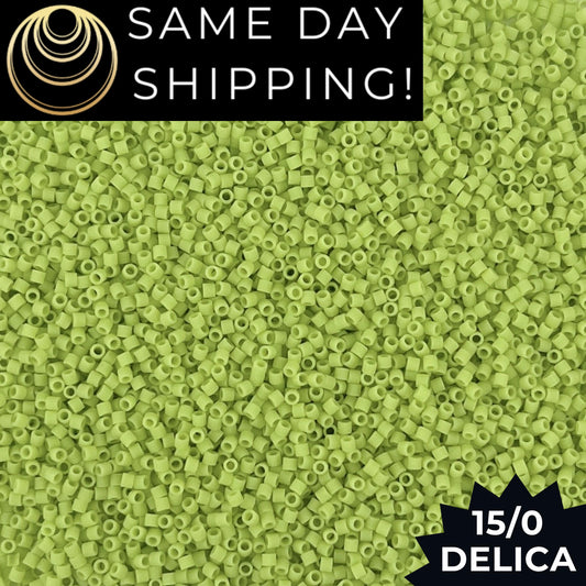 DBS0763 15/0 Miyuki Delica Beads Matte Opaque Lime Green