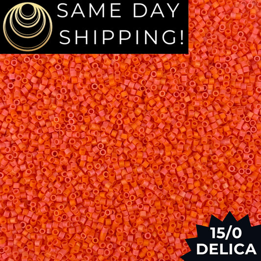 DBS0872 15/0 Miyuki Delica Beads Matte Opaque Orange AB