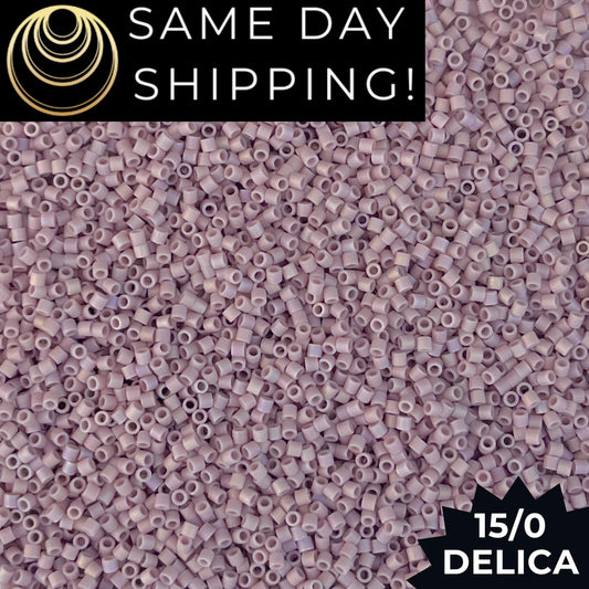 DBS0875 15/0 Miyuki Delica Matte Opaque Lilac AB