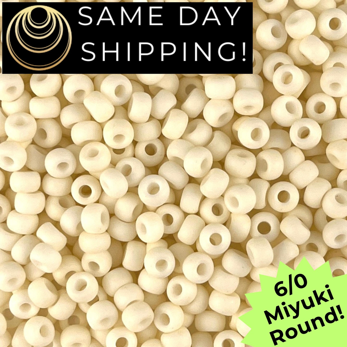 6-2021 6/0 Miyuki Round Matte Opaque Cream 20g Tube