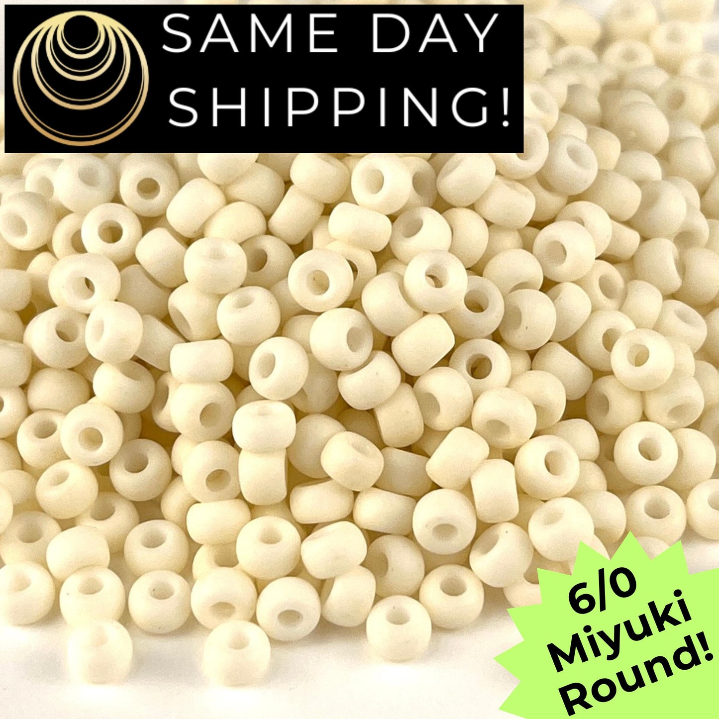 6-2021 6/0 Miyuki Round Matte Opaque Cream 20g Tube