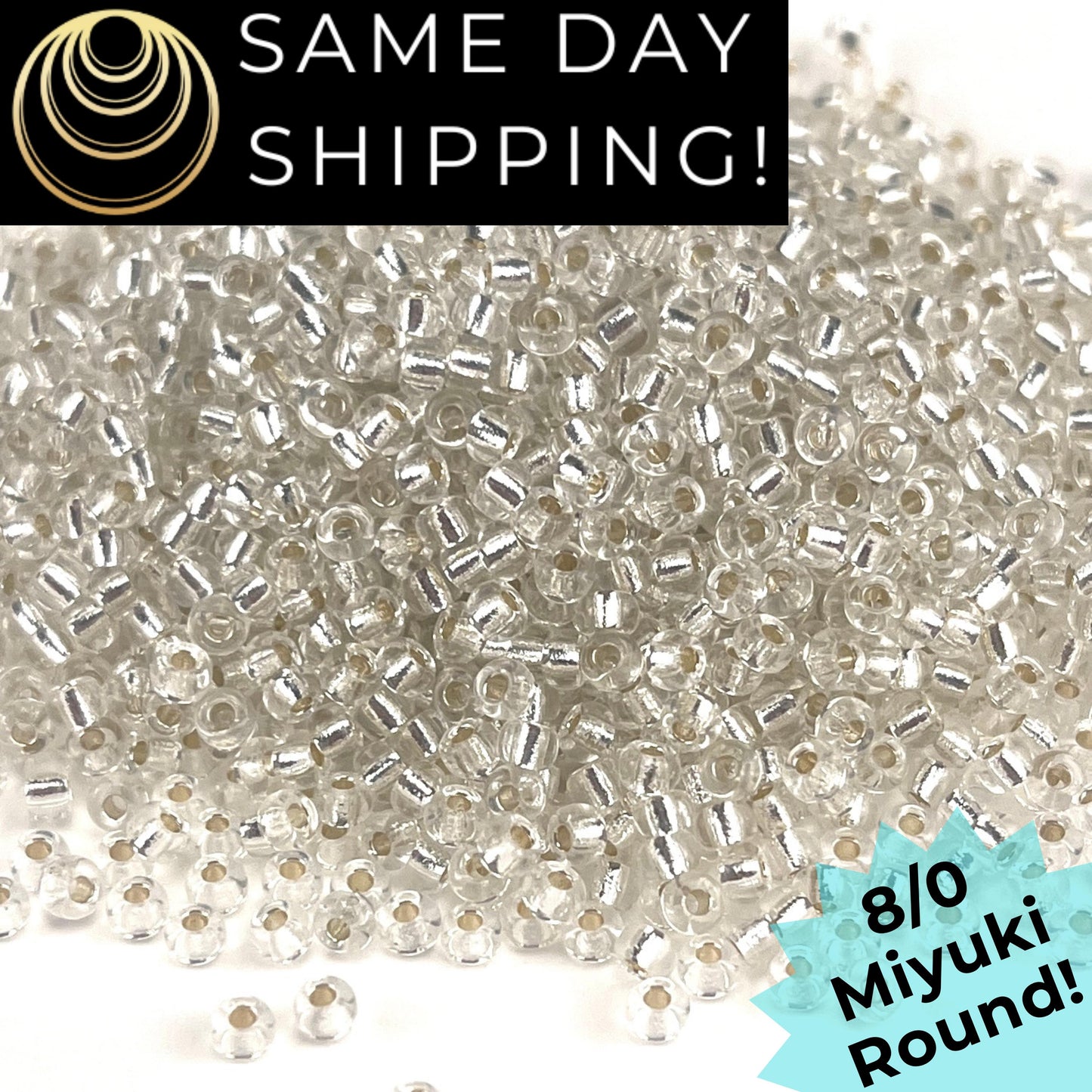 8-0001 Miyuki 8/0 Round Silver Lined Crystal 7g Tube