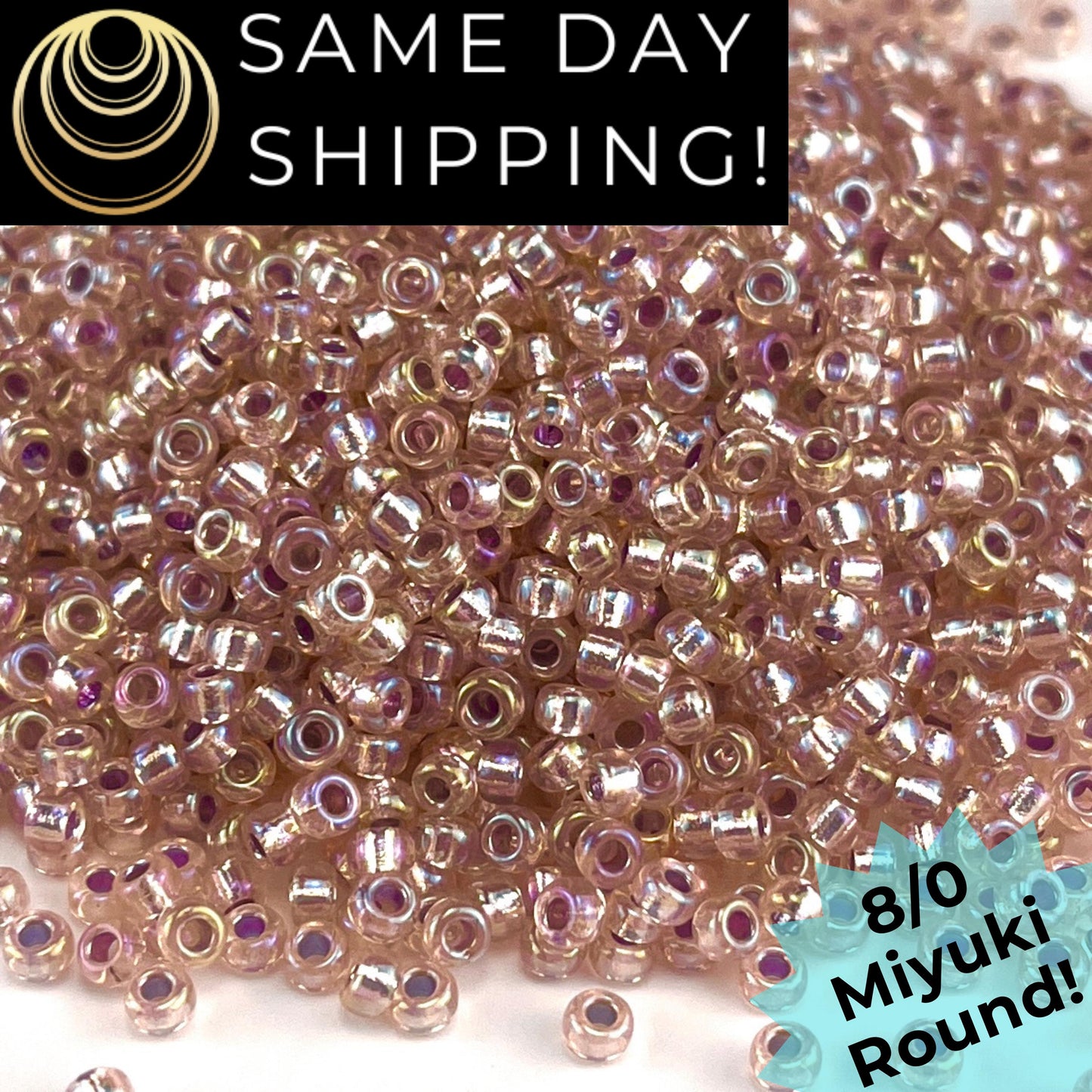 8-1023 Miyuki 8/0 Round S/L Light Blush AB 7g Tube