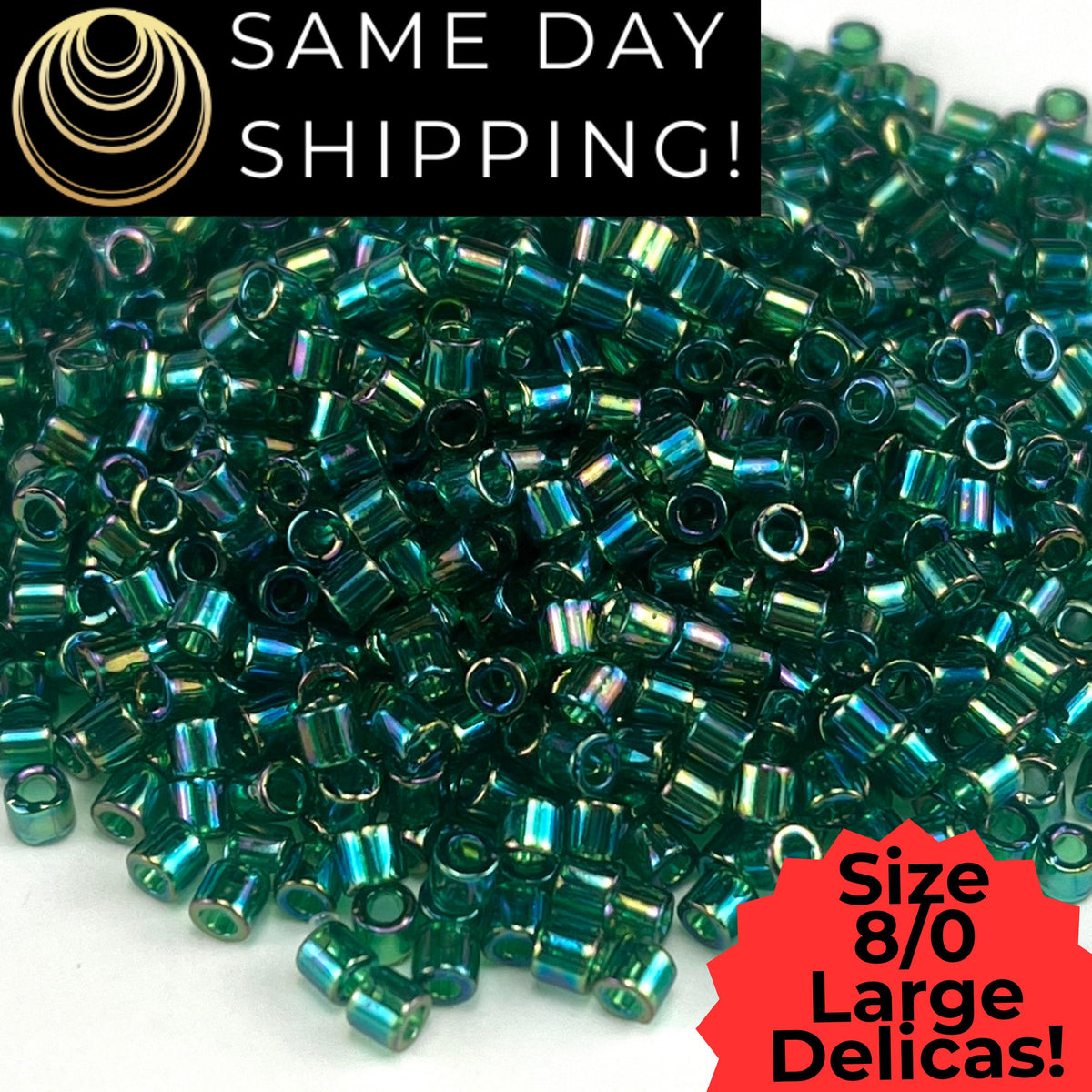 DBL0152 8/0 LARGE Miyuki Delica TR Green AB 6.8g Tube
