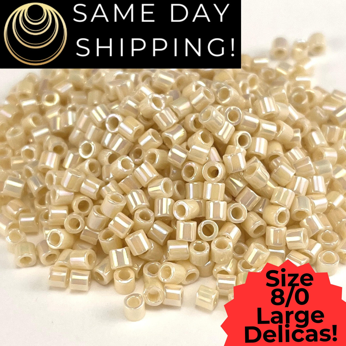 DBL0157 8/0 LARGE Miyuki Delica Opq Cream AB 6.8g Tube