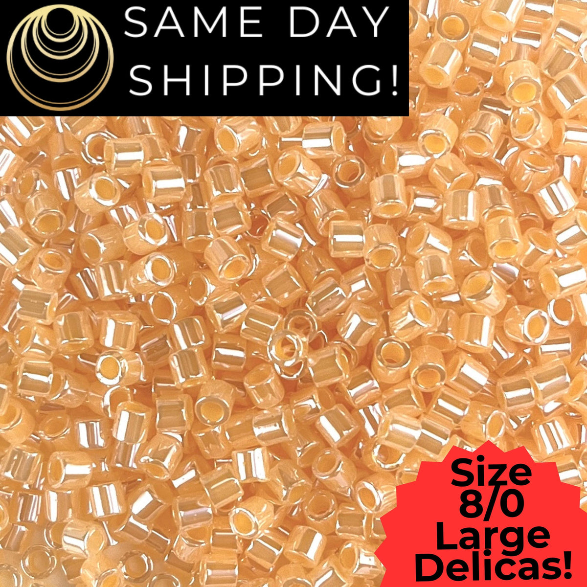 DBL0233 8/0 LARGE Miyuki Pale Orange Lined Crystal Lstr 6.8g Tube