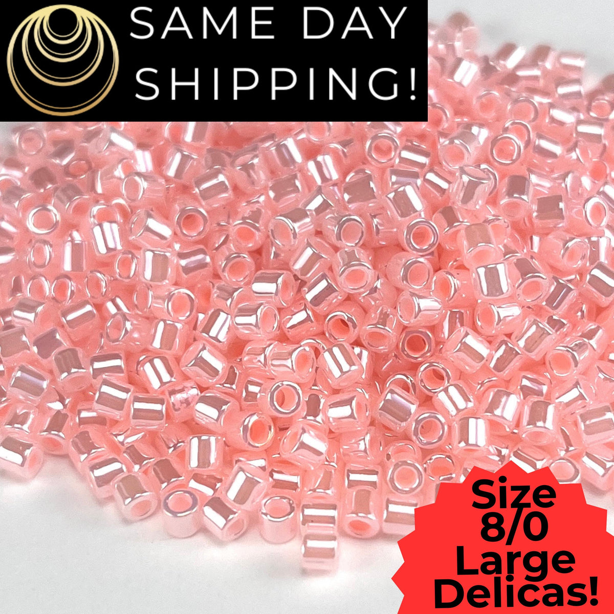 DBL0244 8/0 LARGE Miyuki Lt Pink Lined Crystal Lstr 6.8g Tube