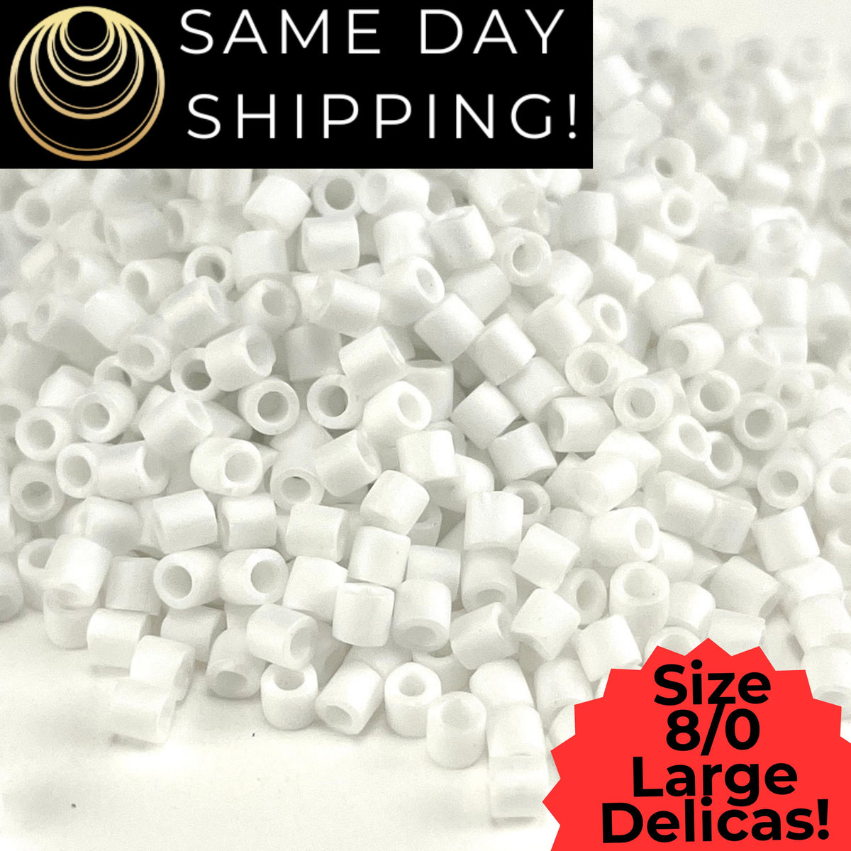 DBL0351 8/0 LARGE Miyuki Delica Mat Opaque White 6.8g Tube