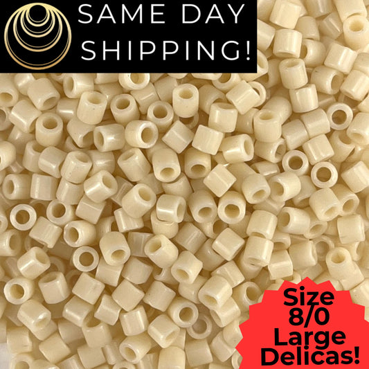 DBL0732 8/0 LARGE Miyuki Delica Opaque Cream 6.8g Tube