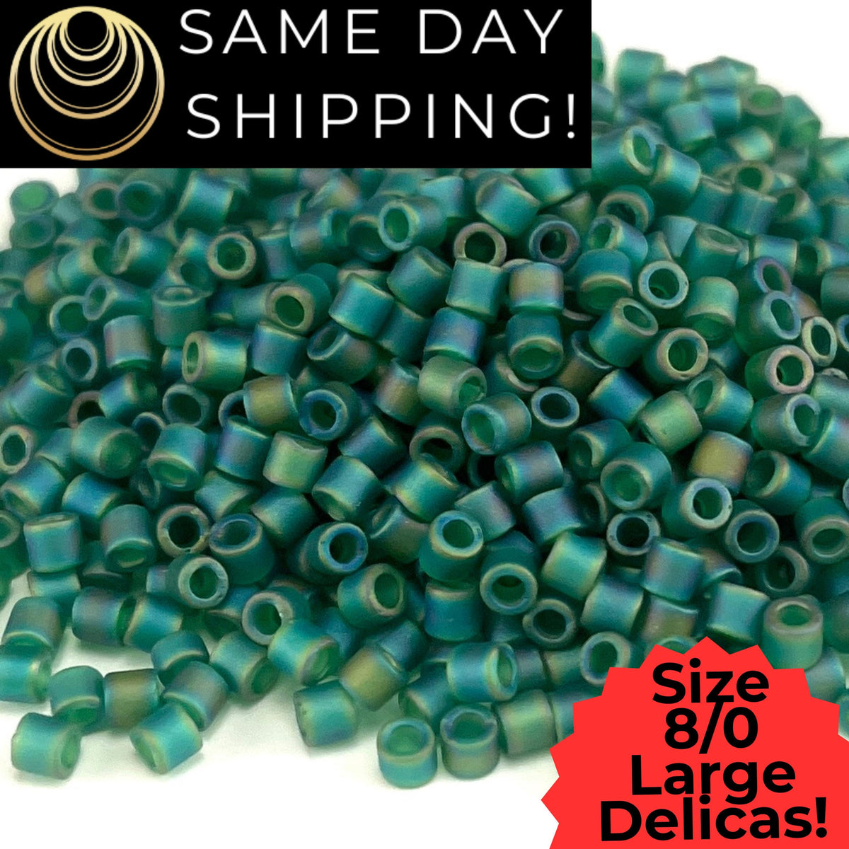 DBL0858 8/0 LARGE Miyuki Delica Mat TR Green AB 6.8g Tube