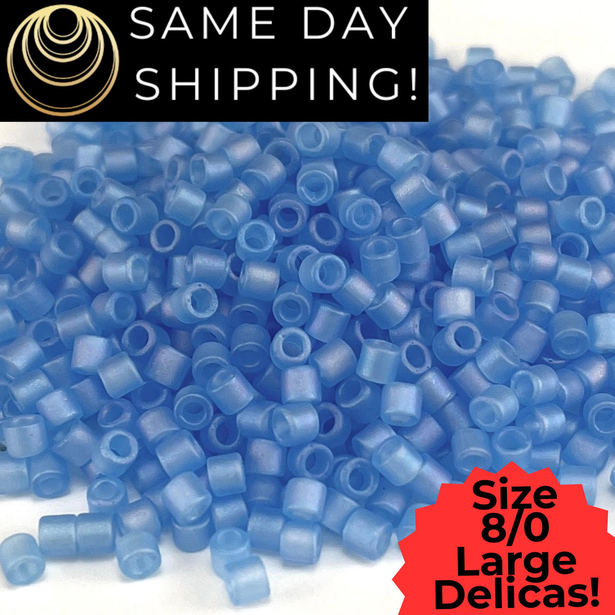 DBL0861 8/0 LARGE Miyuki Delica Mat TR Aqua AB 6.8g Tube