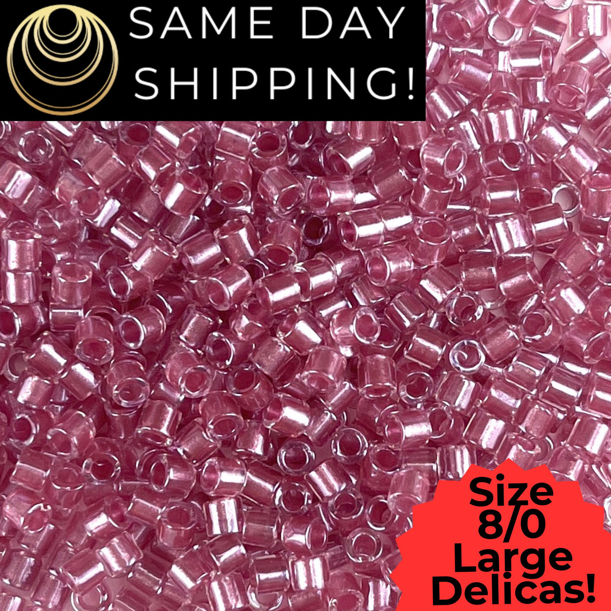 DBL0902 8/0 LARGE Miyuki Rose Lined Crystal 6.8g Tube