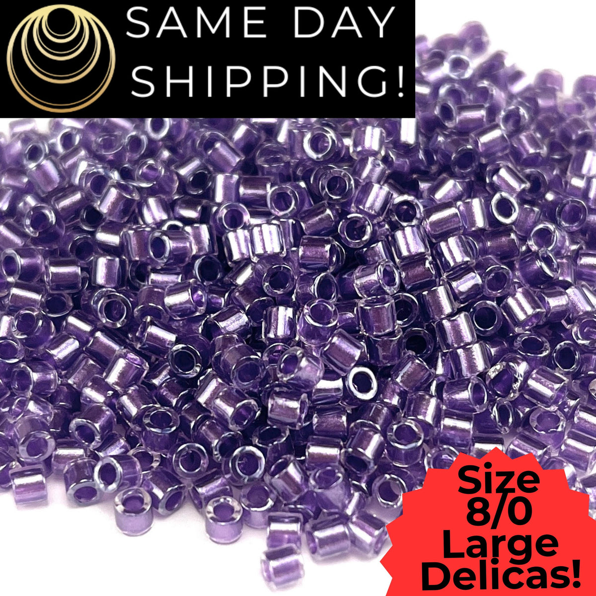 DBL0906 8/0 LARGE Miyuki Purple Lined Crystal 6.8g Tube