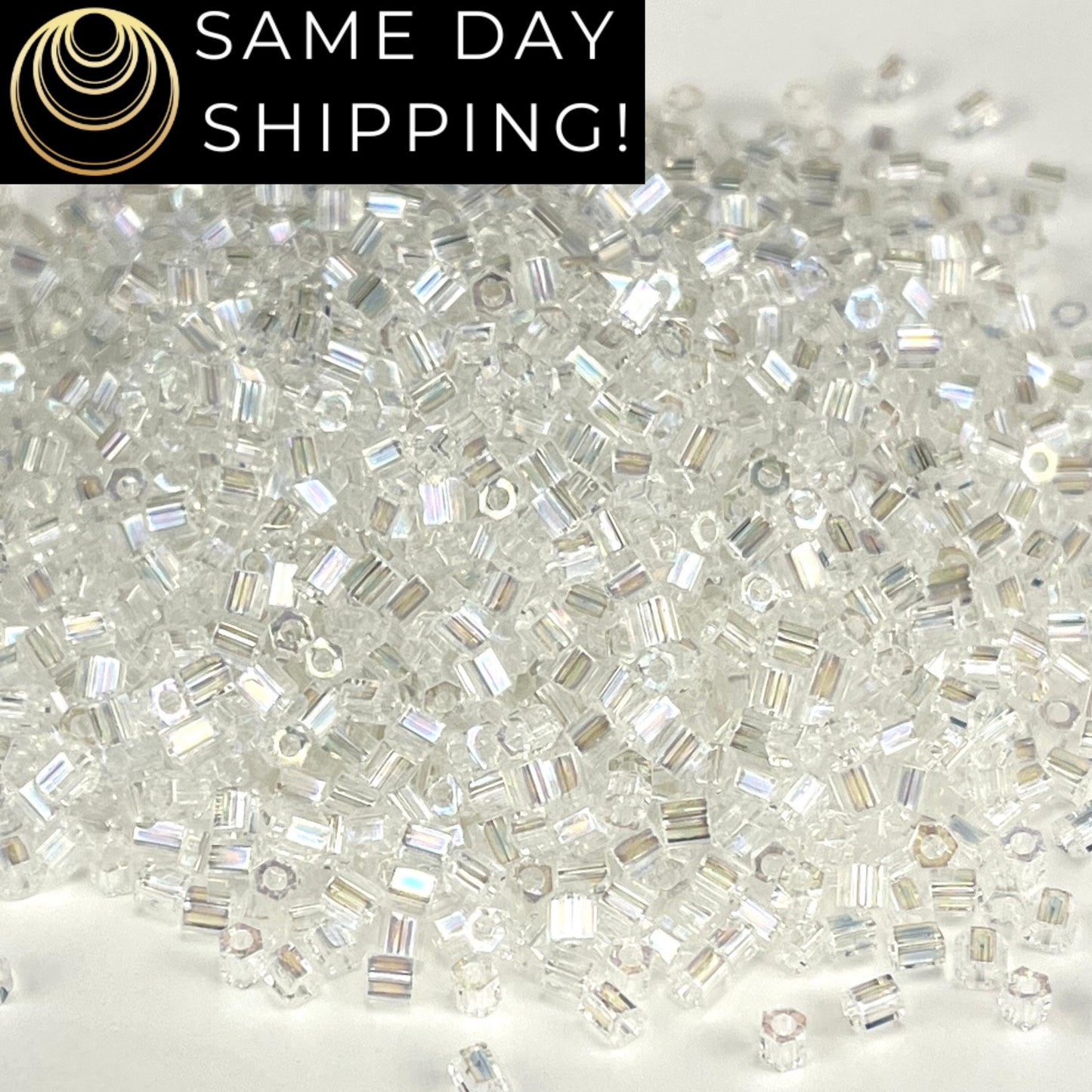 8C-0250 Miyuki 8/0 Hex Cut Crystal AB 20g Tube