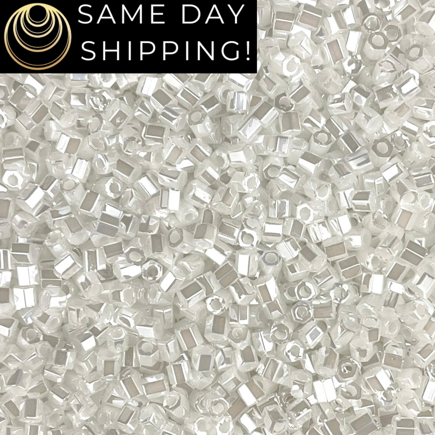 8C-0528 Miyuki 8/0 Hex Cut White Pearl Ceylon 20g Tube