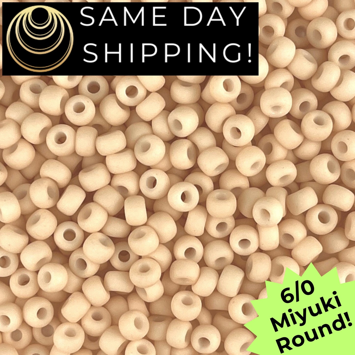 6-2022 6/0 Miyuki Round Matte Opaque Antique Beige 20g Tube