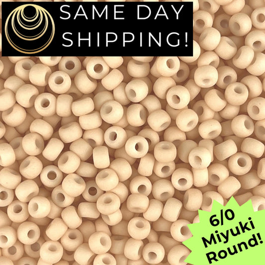 6-2022 6/0 Miyuki Round Mat Opq Antique Beige 20g Tube