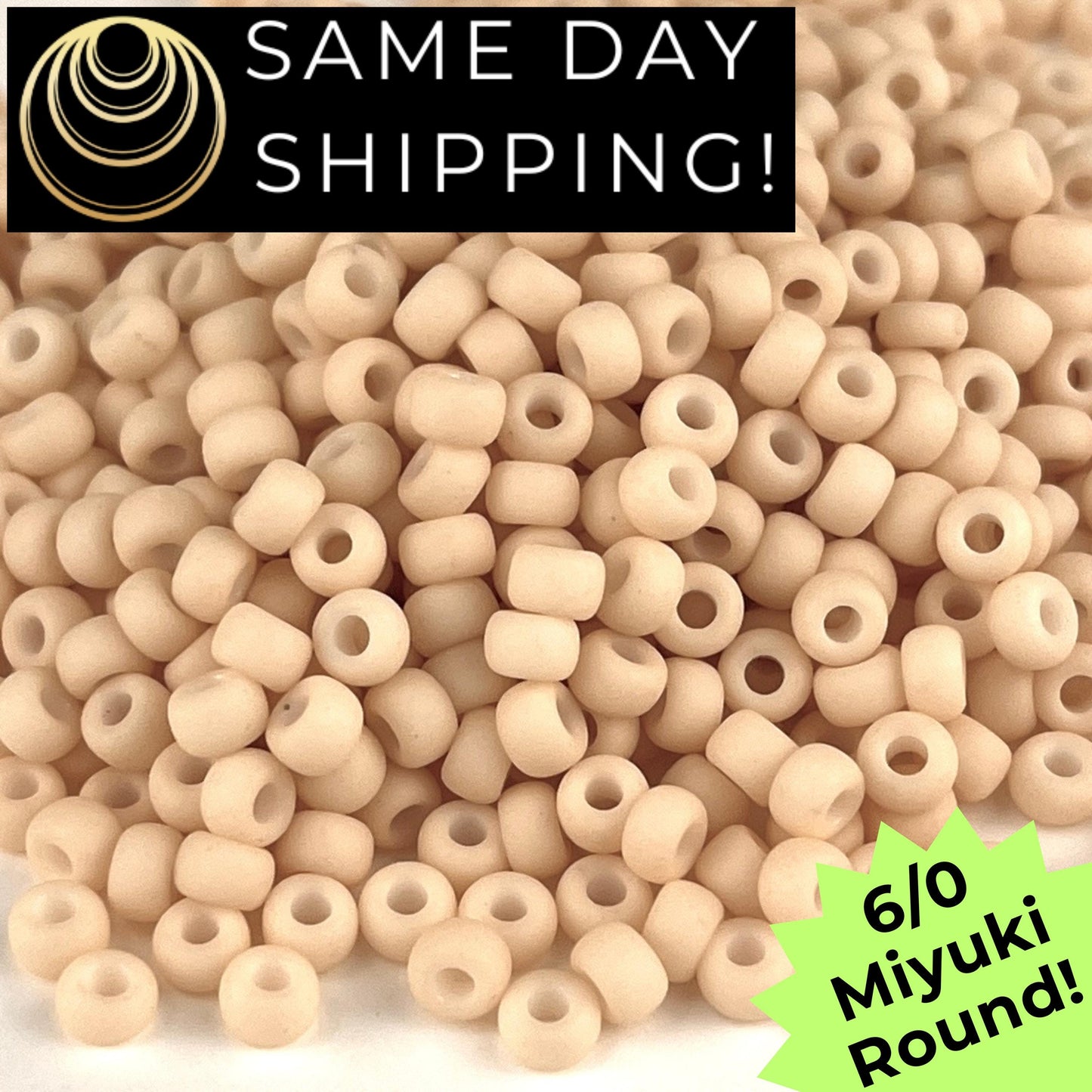 6-2022 6/0 Miyuki Round Matte Opaque Antique Beige 20g Tube