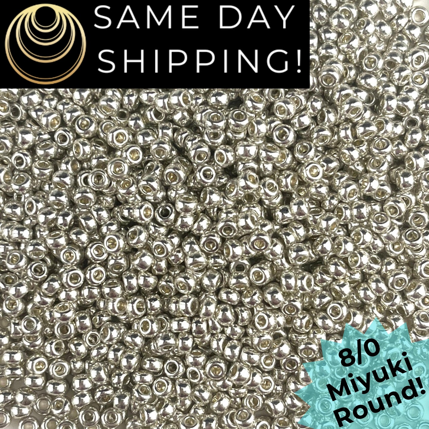 8-1051 Miyuki 8/0 Round Galvanized Silver 7g Tube
