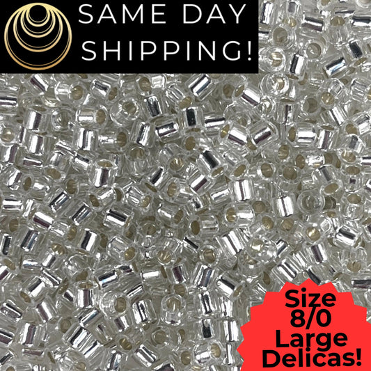 DBL0041 8/0 LARGE Miyuki Delica S/L Crystal 6.8g Tube