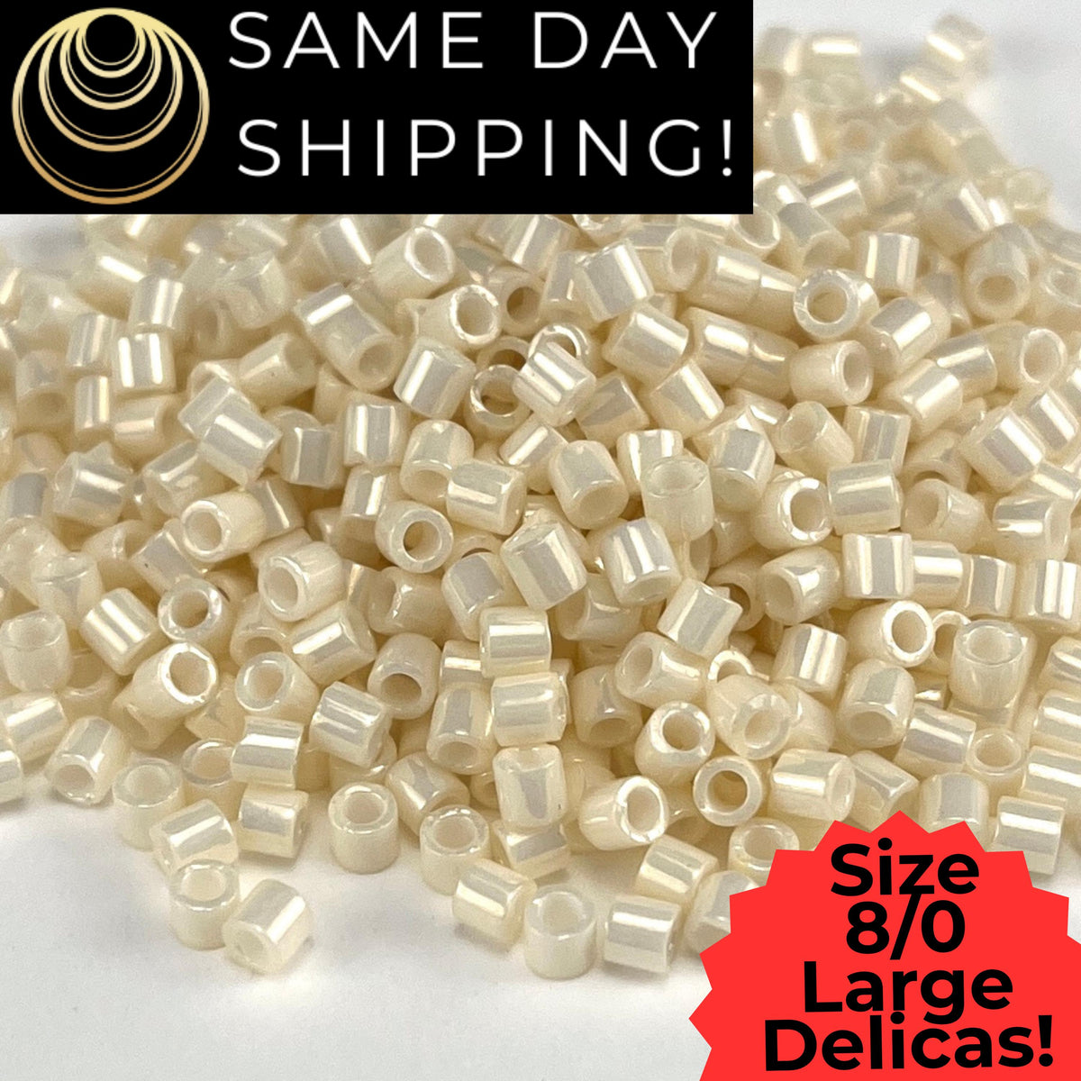 DBL0203 8/0 LARGE Miyuki Delica Opq Lt Cream Ceylon 6.8g Tube