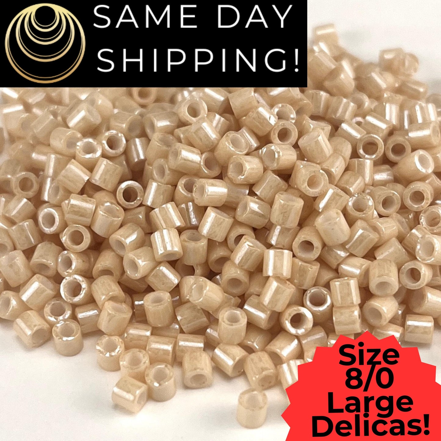 DBL0204 8/0 LARGE Miyuki Delica Opq Beige Ceylon 6.8g Tube