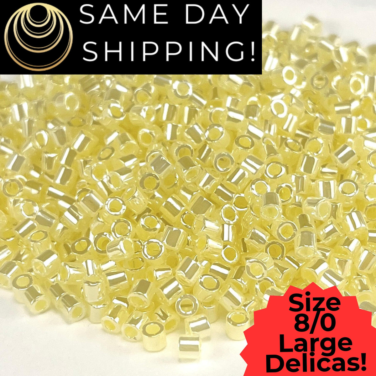 DBL0232 8/0 LARGE Miyuki Pale Yellow Lined Crystal Lstr 6.8g Tube