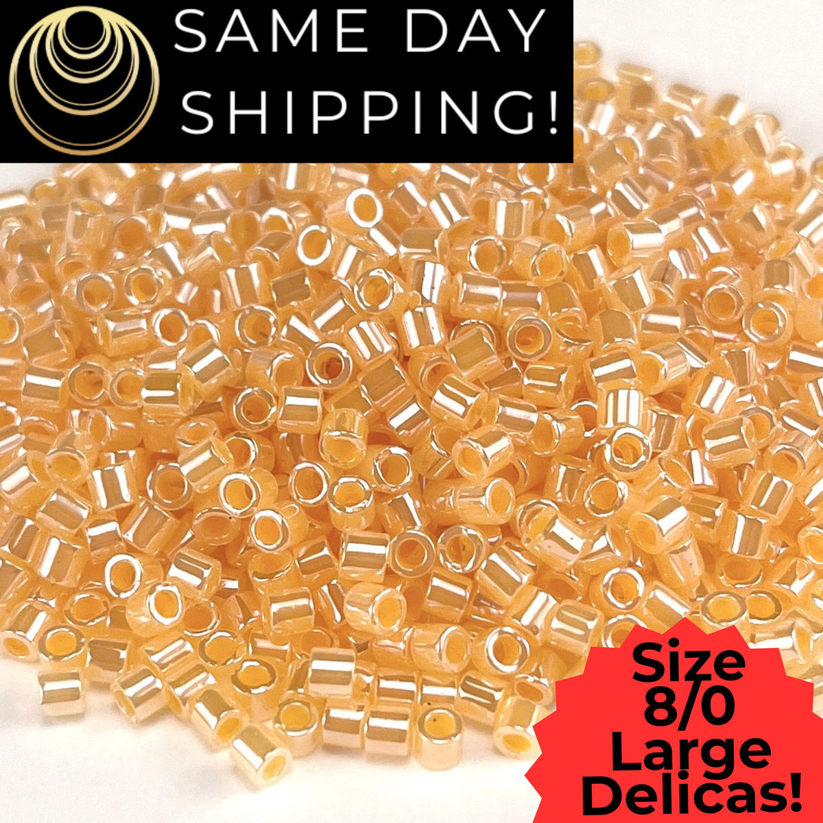 DBL0233 8/0 LARGE Miyuki Pale Orange Lined Crystal Lstr 6.8g Tube