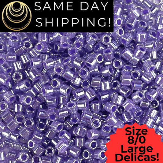 DBL0249 8/0 LARGE Miyuki Purple Lined Crystal Lstr 6.8g Tube