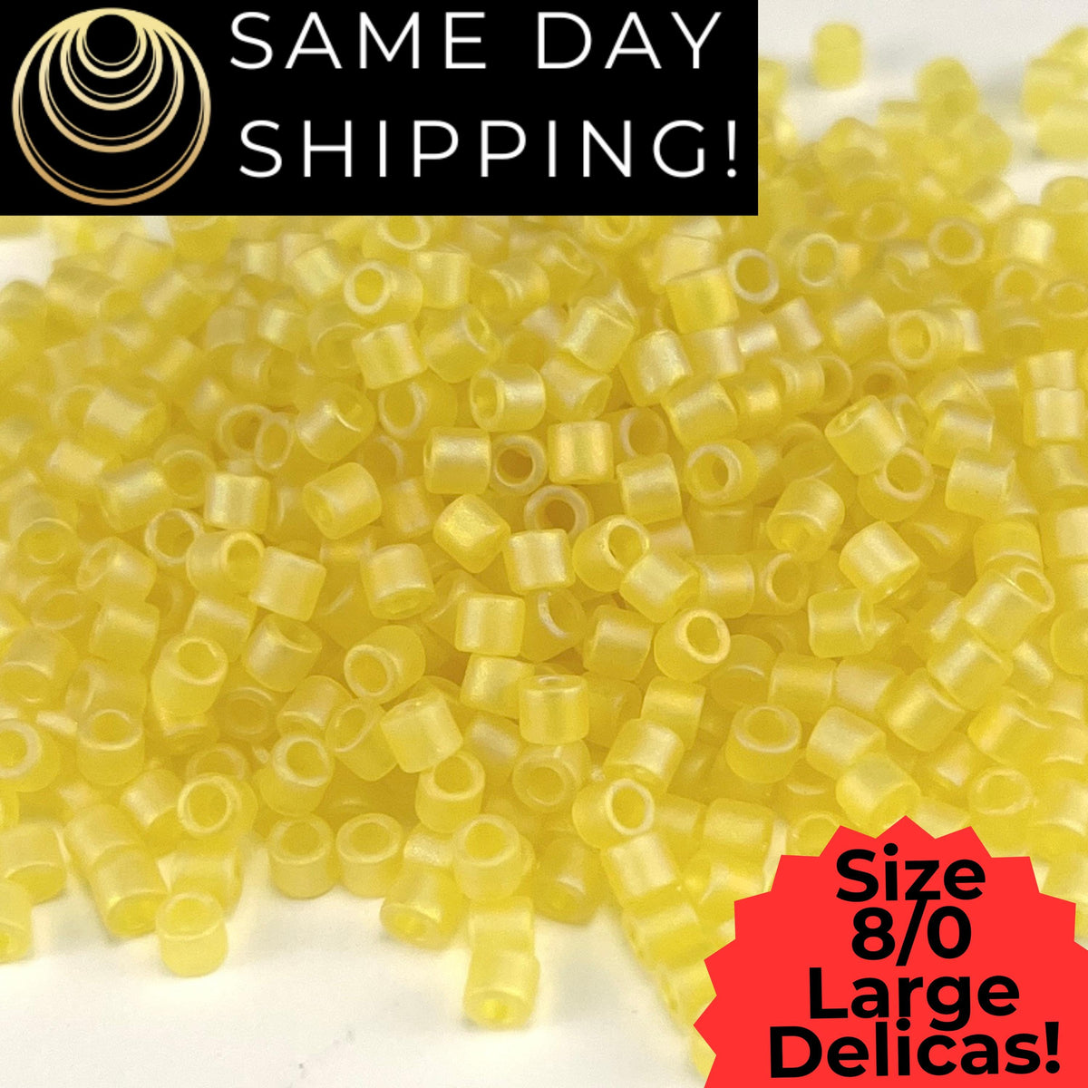 DBL0854 8/0 LARGE Miyuki Mat TR Yellow AB 6.8g Tube