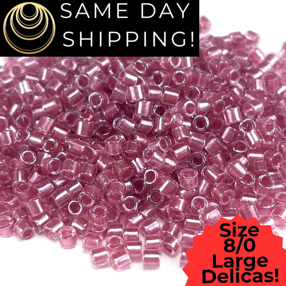 DBL0902 8/0 LARGE Miyuki Rose Lined Crystal 6.8g Tube