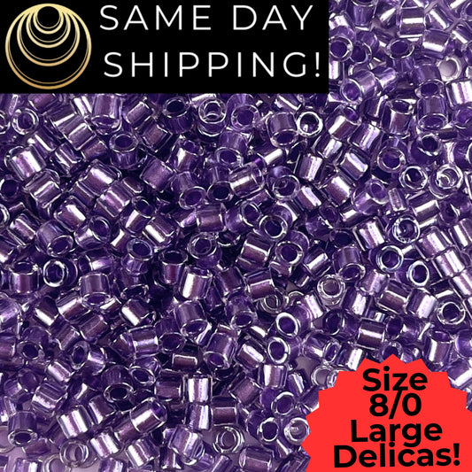 DBL0906 8/0 LARGE Miyuki Purple Lined Crystal 6.8g Tube