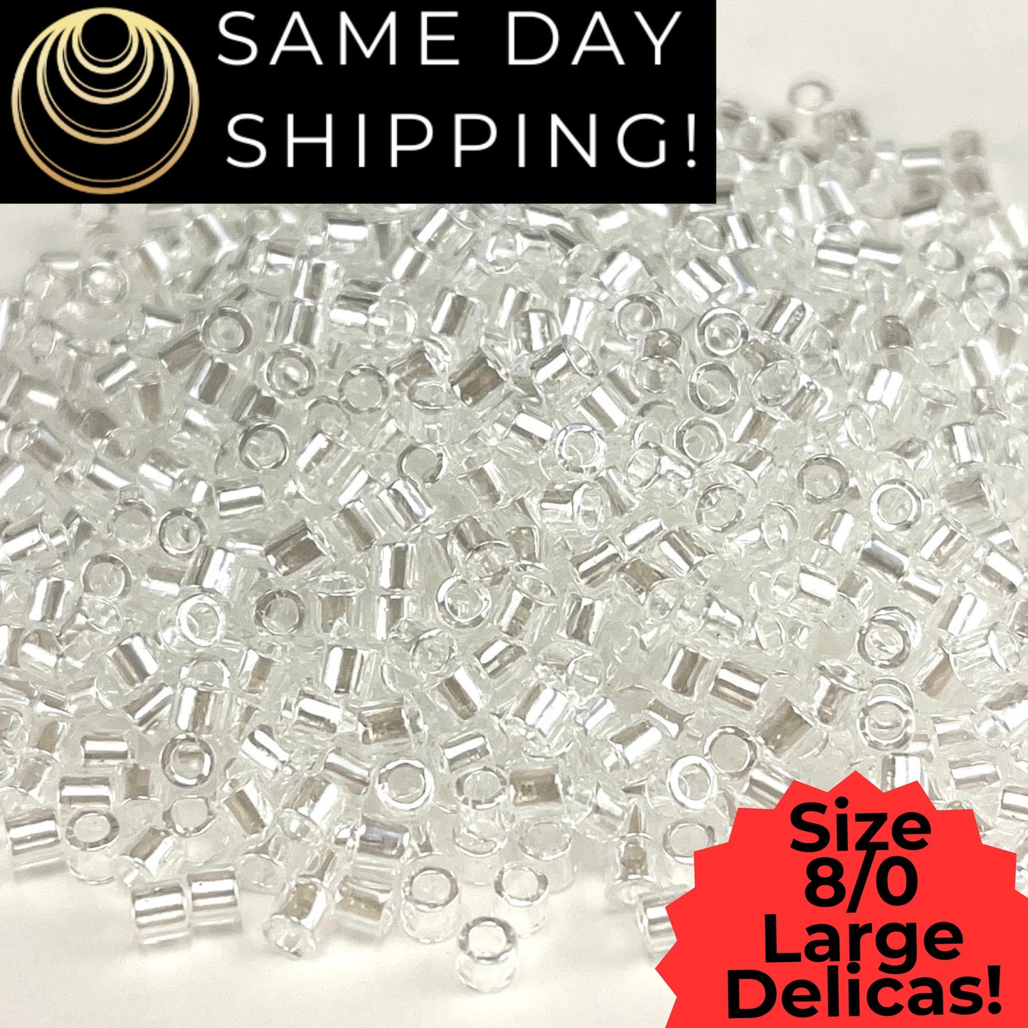 DBL0050 8/0 LARGE Miyuki Delica Crystal Luster 6.8g Tube