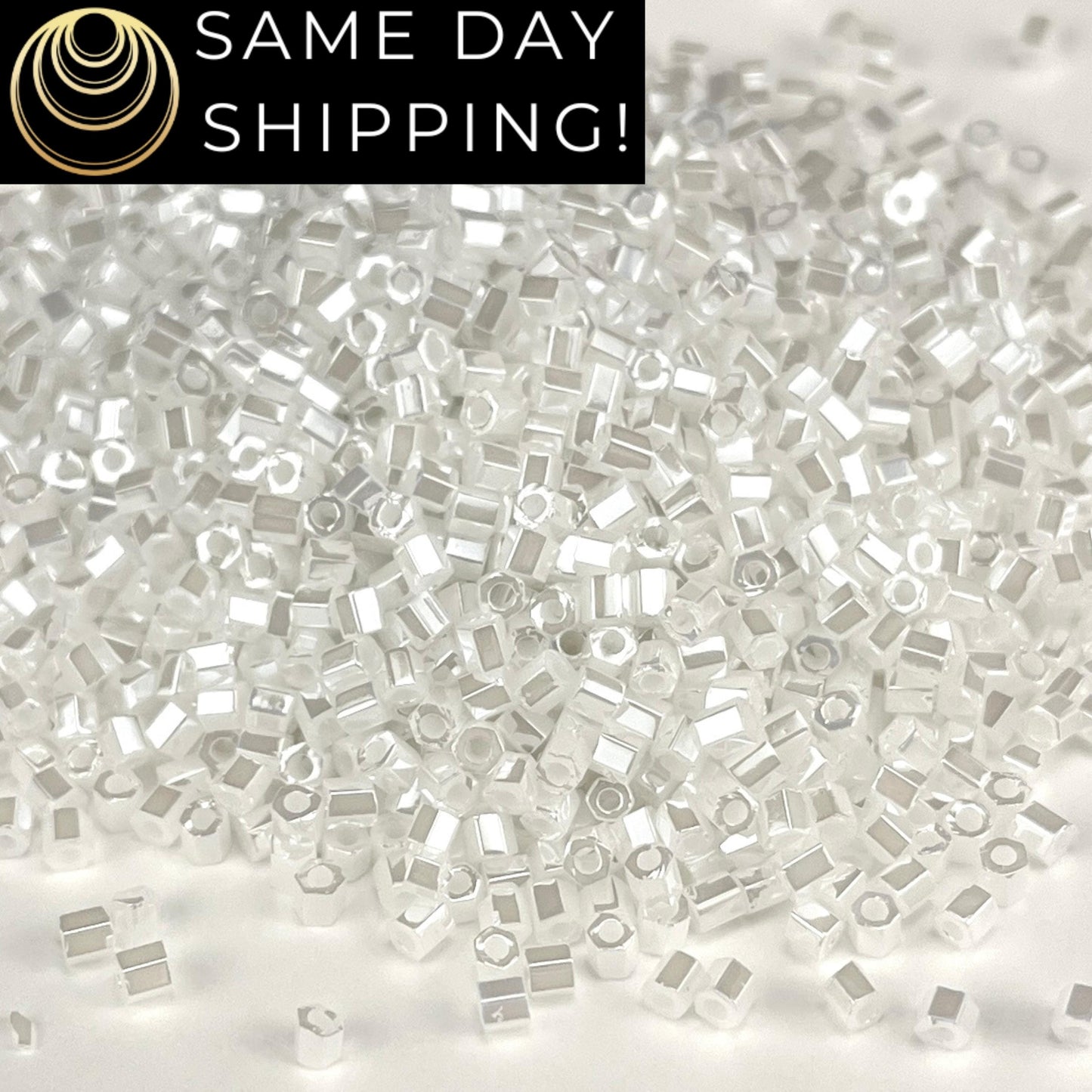 8C-0528 Miyuki 8/0 Hex Cut White Pearl Ceylon 20g Tube