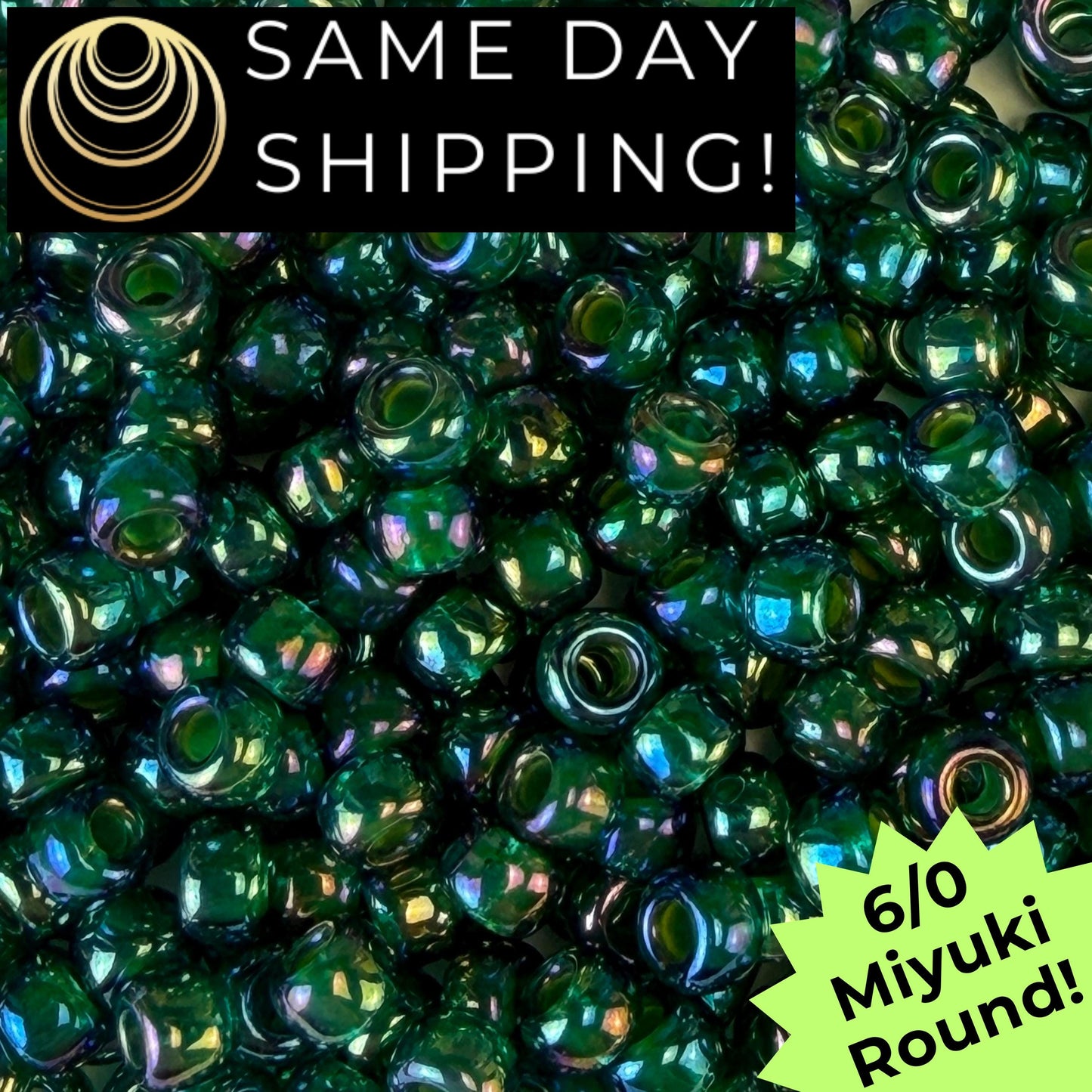 6-0354 Miyuki 6/0 Round Chartreuse Lined Green AB 20g Tube