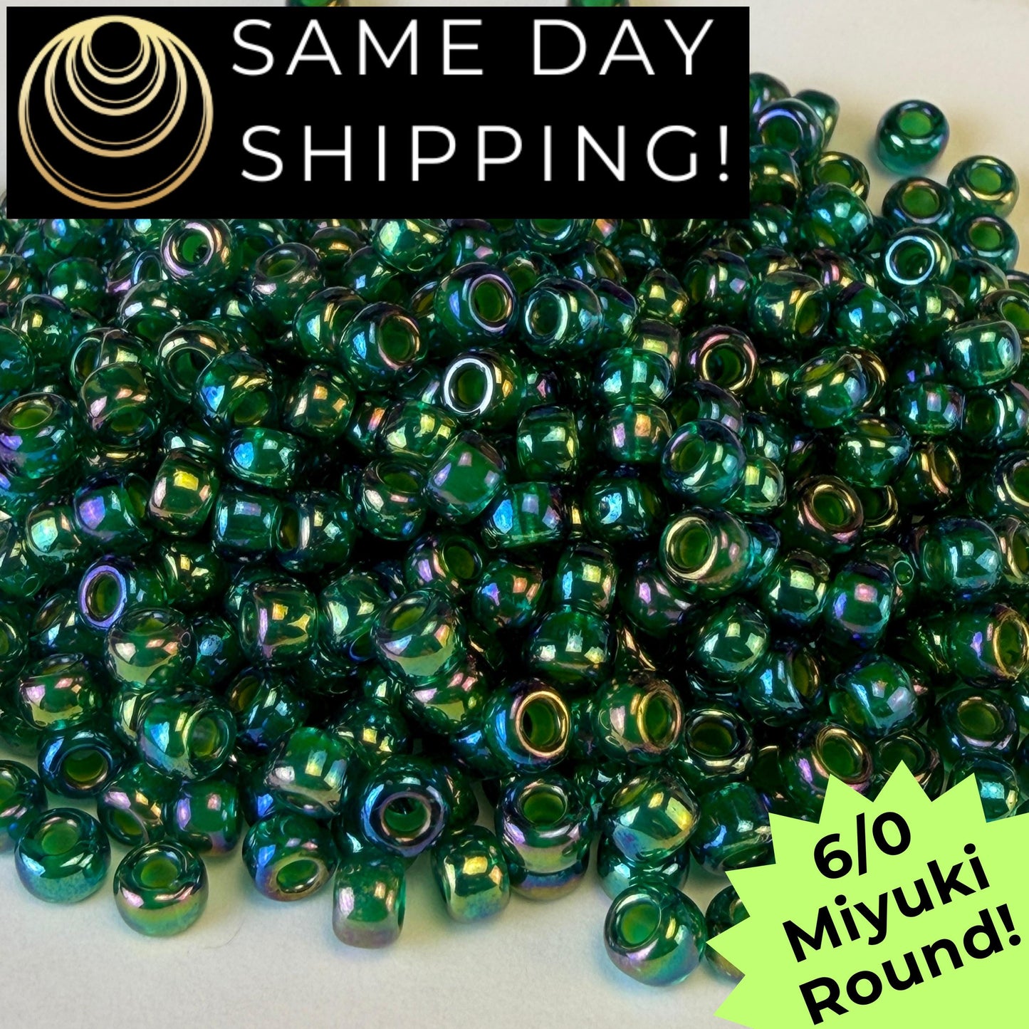 6-0354 Miyuki 6/0 Round Chartreuse Lined Green AB 20g Tube