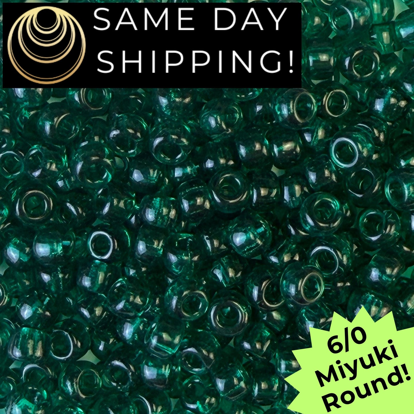 6-0147 Miyuki 6/0 Round Transparent Emerald 20g Tube